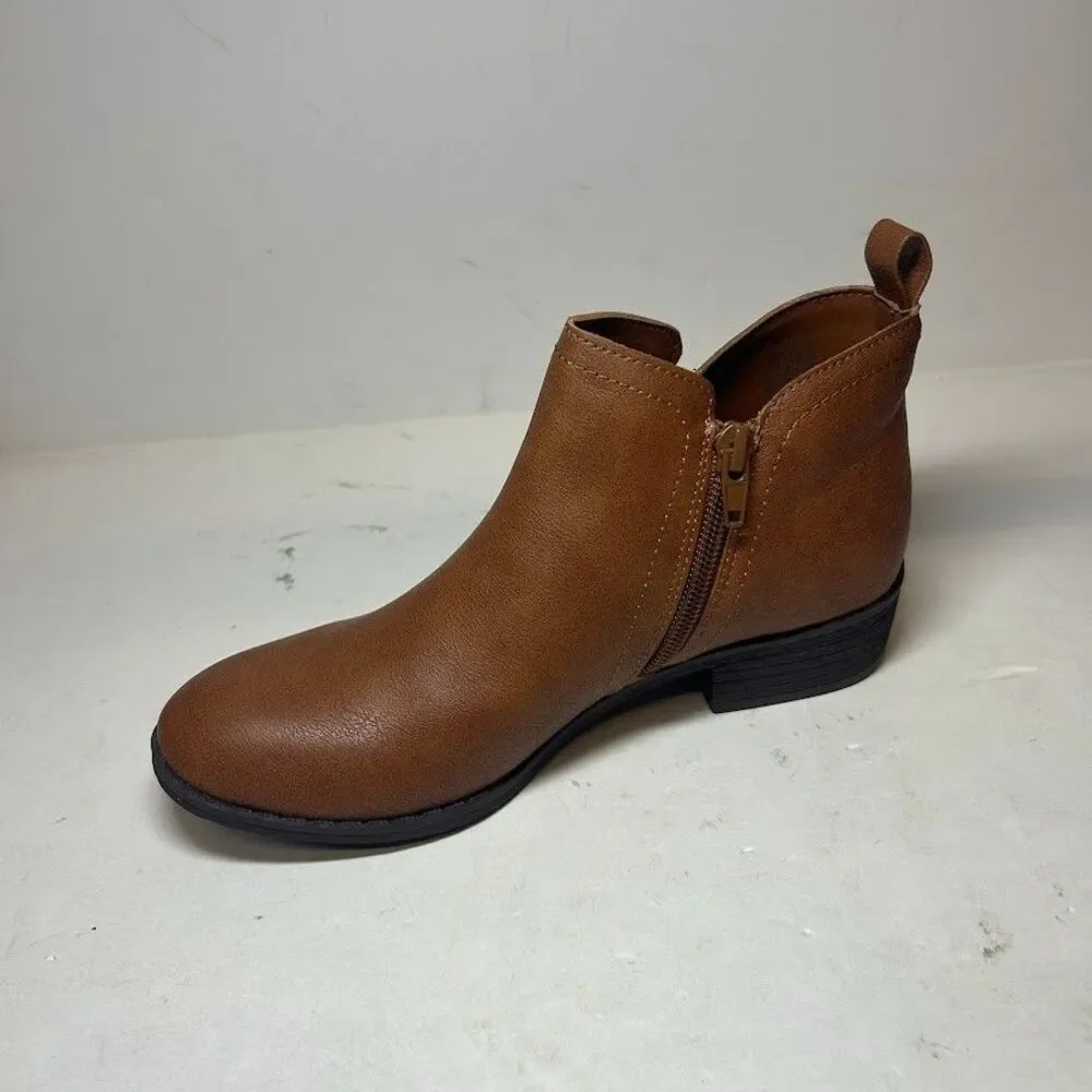 Sun Stone Womens 10 W Brandy Tan Faux Leather Cadee Ankle Booties NIB MO8 - Picture 4 of 5